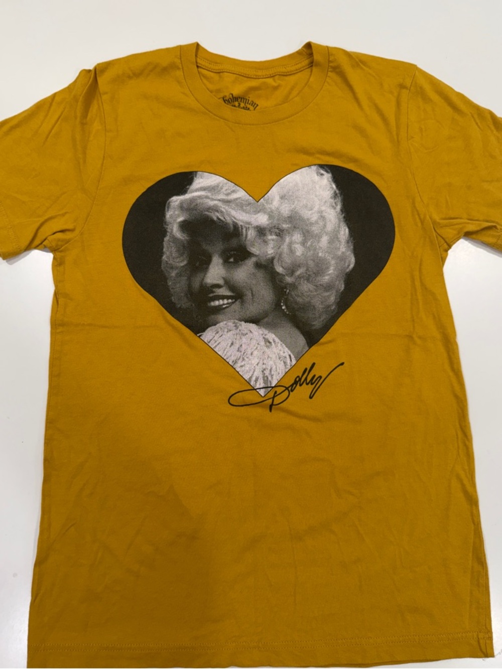 Dolly Heart Graphic Tee from Bohemian Cowgirl, 100% cotton, in Yellow, size S